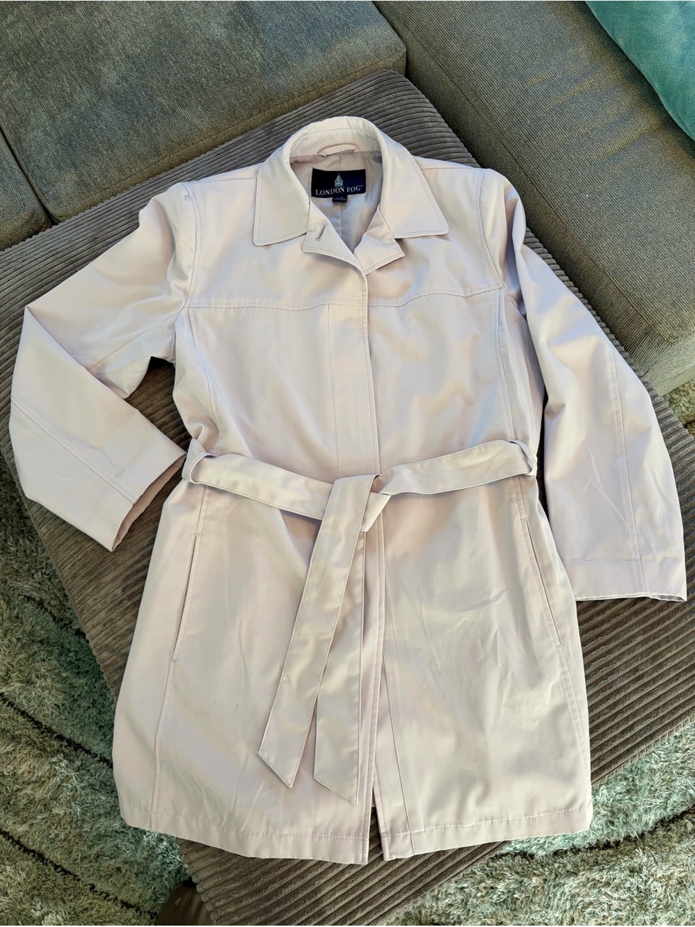London Fog Light Purple Belted Trench Coat